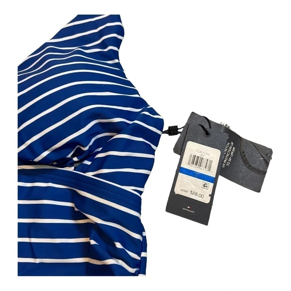 Tommy Hilfiger Ruched Tankini Swimsuit Top - Sail Away Stripe NWT